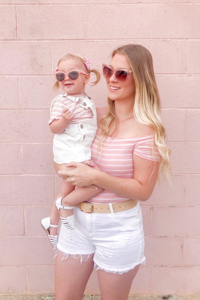 Pink Striped Bodysuit & Overalls 1