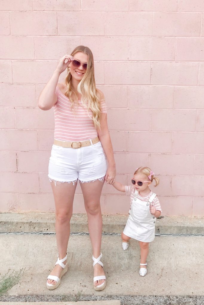 Pink Striped Bodysuit & Overalls 2