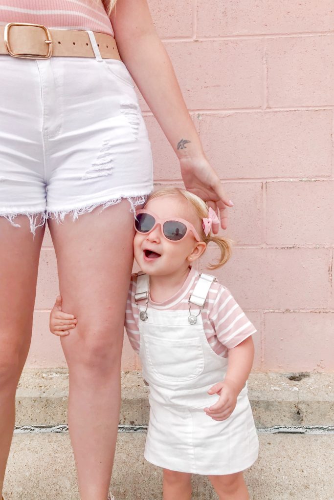 Pink Striped Bodysuit & Overalls 4