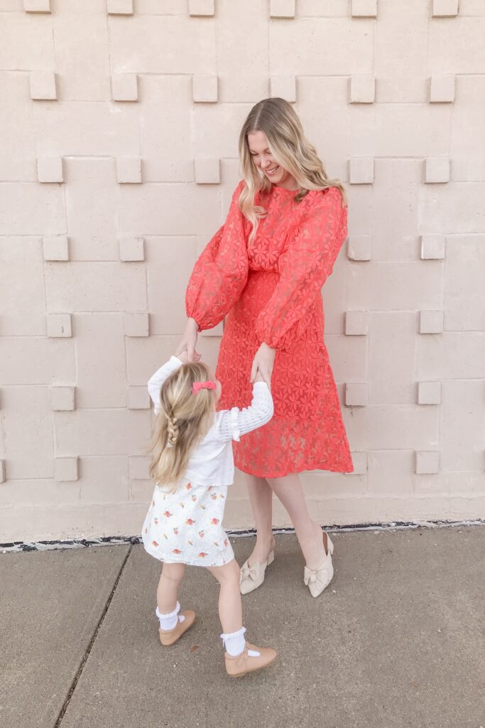 Coral Embroidered Dress 7