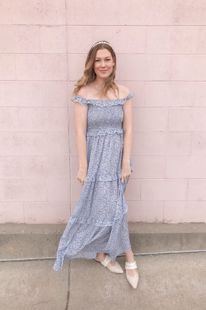 Blue Smocked Maxi Dress 1