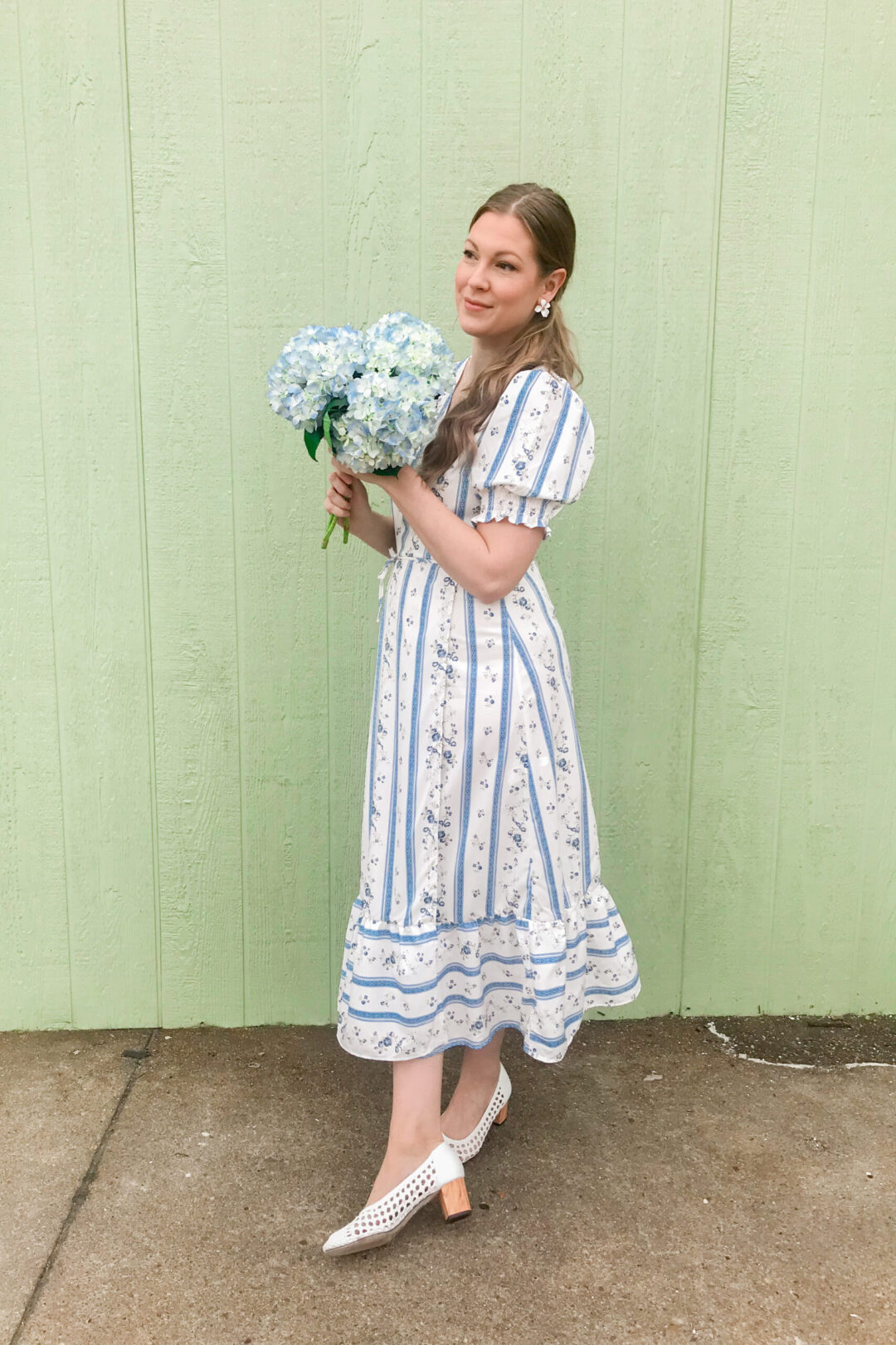 Blue & White Floral Dress3