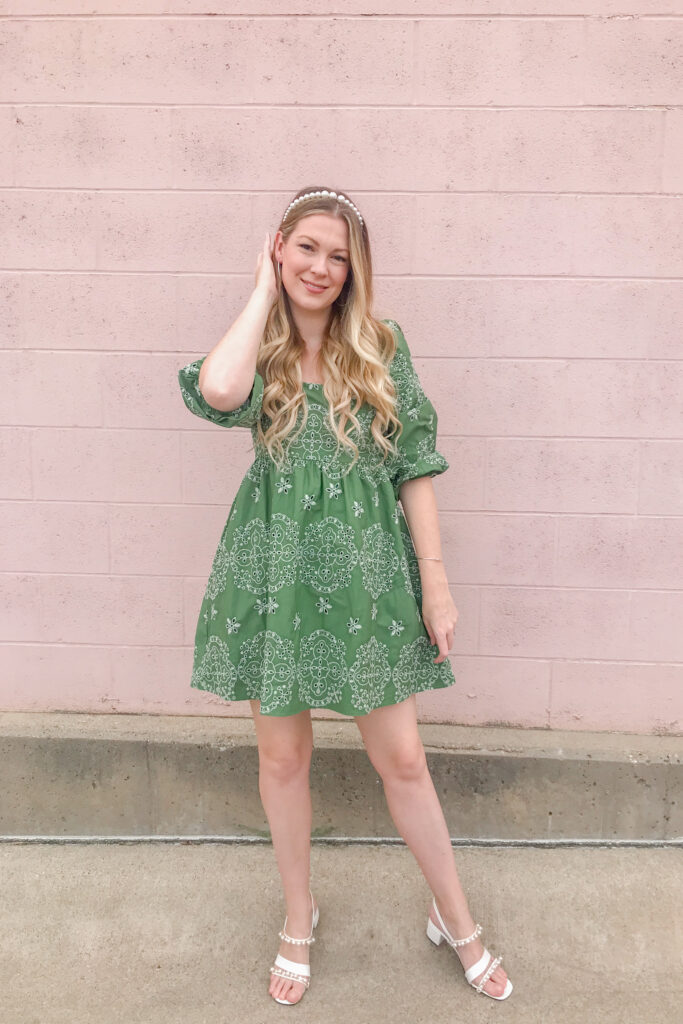 Green Embroidered Dress 1