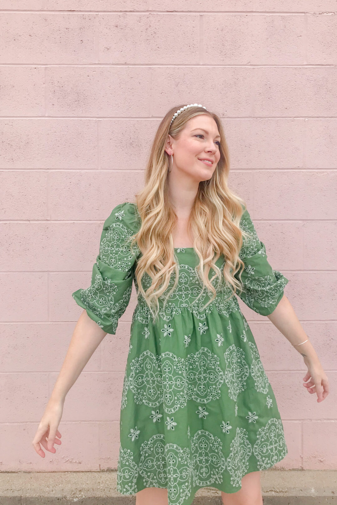 Green Embroidered Dress 3