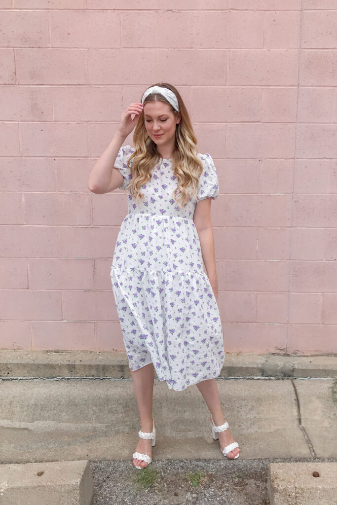 White Floral Midi Dress 6