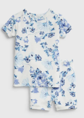 blue white floral pjs girls gap