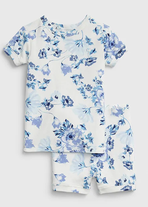 blue white floral pjs girls gap