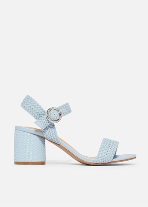 blue woven sandal heels justfab brookie