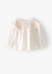 blush pink embroidered long sleeve blouse zara ayla evie