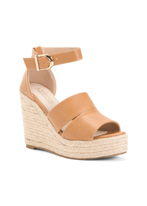 catherine malandrino tan brown ankle wedges espdrilles platform sandals brookie