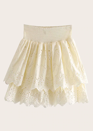 cream ivory eyelet mini skirt set brookie shein