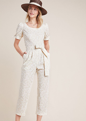 gal meets glam iris jumpsuit cream beige floral bow brookie