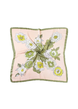 green pink pastel floral silk scarf brookie shein