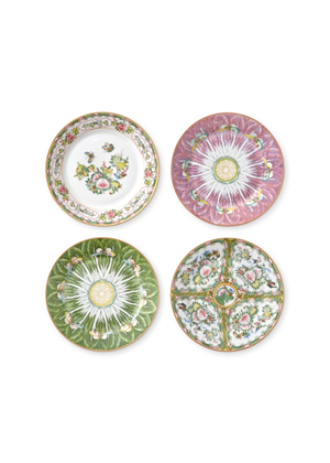 home williams sonoma green pink floral plates wall