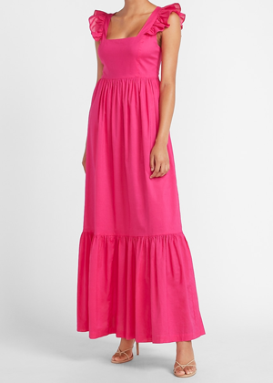 hot pink flutter sleeve maxi dress cotton brookie express