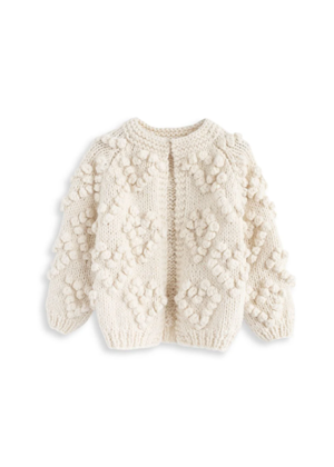 knit your love pom pom cream cardigan kids evie ayla chicwish