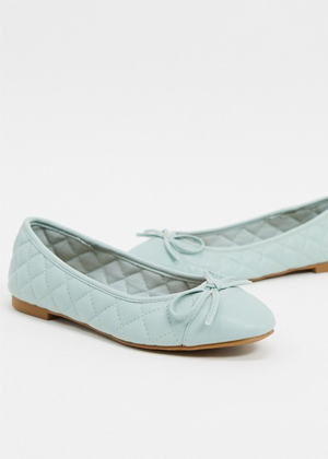 mint green quilted ballet flats brookie asos