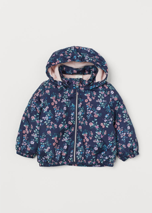 navy floral fleece lined windbreaker kids h&m