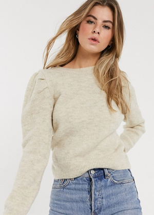 oatmeal puff sleeve sweater brookie asos