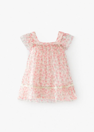 pink floral chiffon dress ayla evie zara