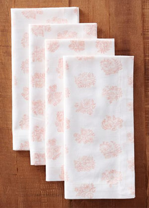 pink floral linen napkins pottery barn home