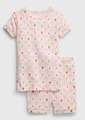 pink gingham fruits floral pjs girls gap