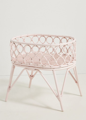 pink rattan doll bassinet ayla home decor toy anthropologie