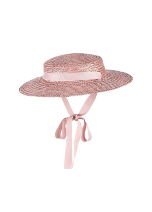 pink straw flat brim boater hat with ribbon kids evie ayla amazon