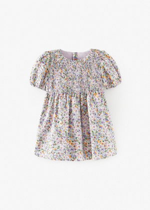 purple floral seersucker dress smocked ayla evie zara