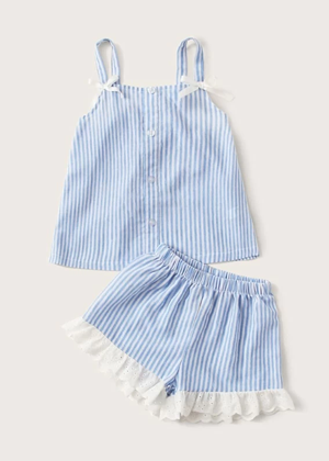 shein pjs ayla evie blue striped lace