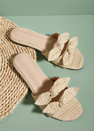 straw bow double slides flats shein brookie