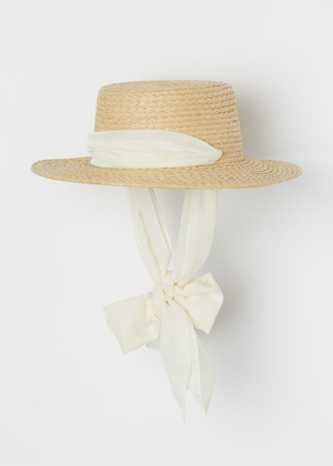 white chin tie straw hat brookie h&m