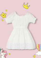 white embroidered puff sleeve toddler dress ayla evie shein