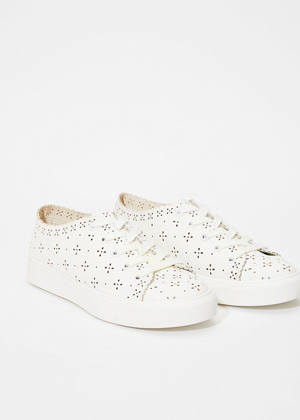 white eyelet sneakers