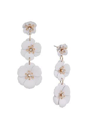 white flower 3 tier earrings jewelry brookie