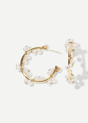 white mini pearl hoop earrings brookie shein