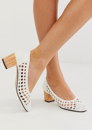 white woven wood block heels brookie asos