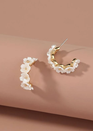 flower hoop mini earrings brookie shein gold