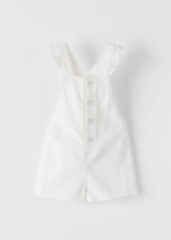 zara girls evie ayla white ruffle overalls denim