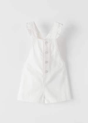 zara girls evie ayla white ruffle overalls denim