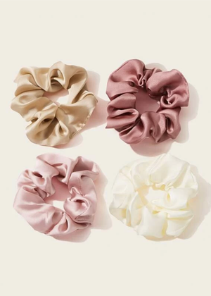 neutral satin scrunchies pink white nude beige rose brookie shein