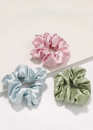 pastel green pink blue scrunchies satin brookie shein hair