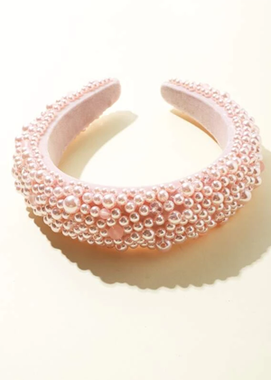 pearl beaded hair headband pink shein brookie