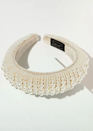 pearl beaded hair headband white ivory shein brookie