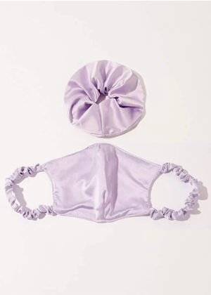 purple satin face mask scrunchie set shein brookie