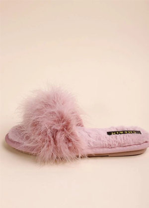 mauve pink purple fluffy slippers fur brookie slides shein