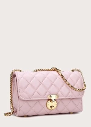 pink quilted crossbody hand bag brookie shein