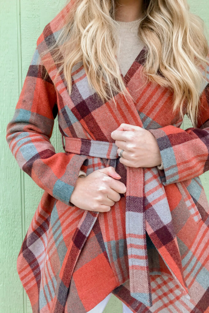 Plaid Wrap Coat 1