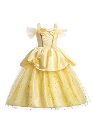 belle costume dress up bow yellow gown evie ayla amazon