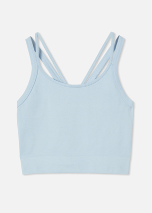 blue sports crop top bra ribbed pastel cotton on brookie